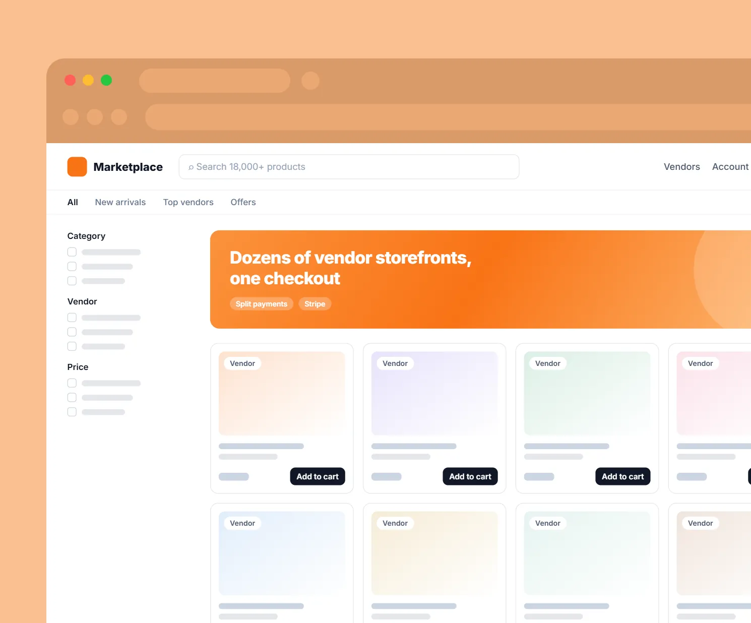E-Commerce Platform Overhaul: Multi-vendor storefront with faceted search and a split-payment checkout
